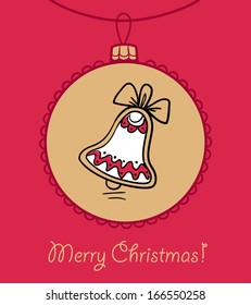 Christmas ball with Christmas bells. Vector illustration. You can use it  for design of greeting card.