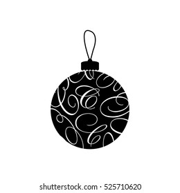 Christmas ball black vector icon