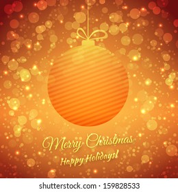 Christmas Ball. Blurred Festive Vector Background. Merry Christmas And Happy Holidays. Greeting Card