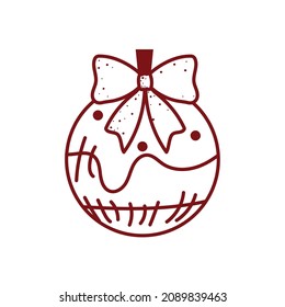 christmas ball and bow icon linear