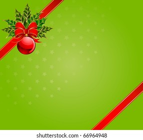 christmas ball with bow on a background