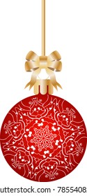 Christmas ball with a bow and a snowflake, isolated 