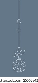 Bola de Natal com um galho em uma corda. Ilustração de clipart de cor.