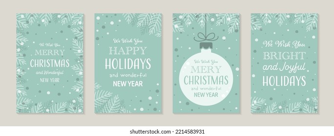 Christmas ball and branches - collection of a greeting cards. Vector illustration