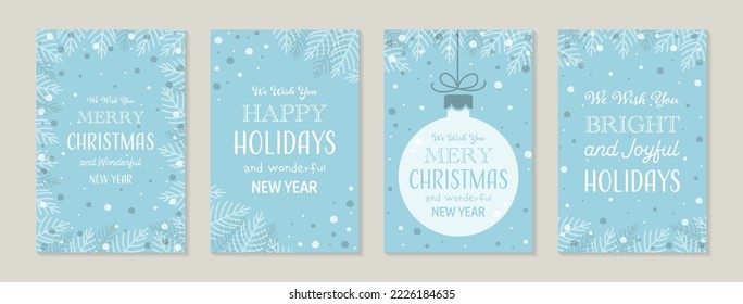 Christmas ball and branches - collection of a greeting cards. Vector illustration