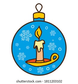 Christmas ball with a burning candle