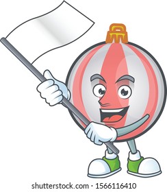 Christmas ball in the cartoon character bring flag