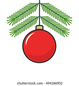 Christmas ball cartoon icon. Vector illustration