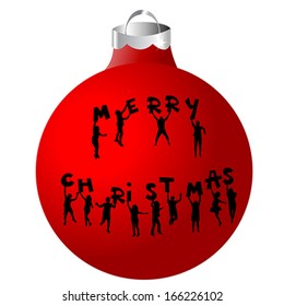 Christmas ball with children silhouettes