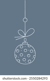 Bola de Natal com círculos em uma corda. Ilustração de clipart de cor.