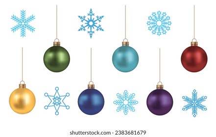 Christmas ball. Collection of shiny colorful christmas balls. 