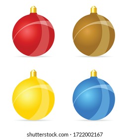 christmas ball colored set art illustration