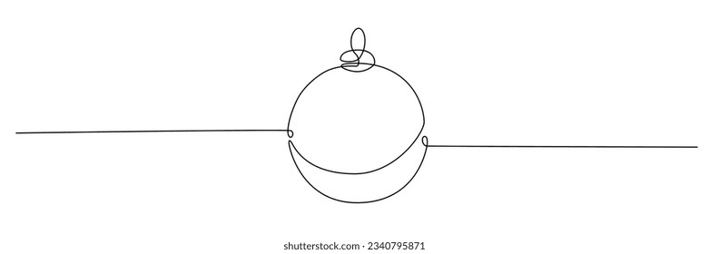 Christmas ball continues one single line hand drawing sketch. Vector stock illustration isolated on white background for design template winter holiday banner, card, invitation. Editable stroke. EPS10