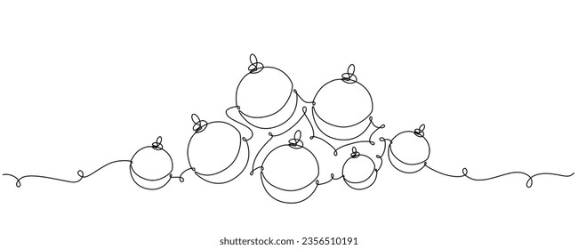 La pelota de Navidad continúa con un dibujo de una sola línea. Ilustración de material vectorial aislada en fondo blanco para el diseño plantilla de banner de vacaciones de invierno, tarjeta, invitación. Trazo editable. EPS10