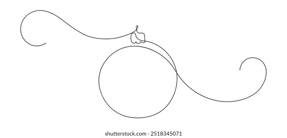 Christmas ball. Continuous line drawing. 