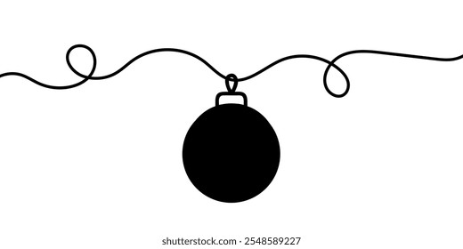 Christmas ball. Continuous line drawing.