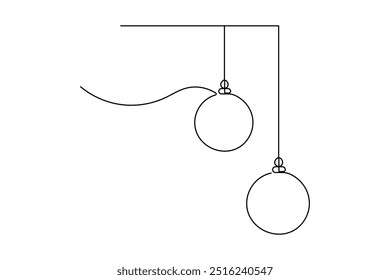 Christmas ball continuous one line drawing of isolated outline vector art icon