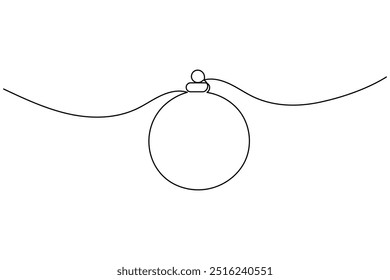 Christmas ball continuous one line drawing of isolated outline vector art icon