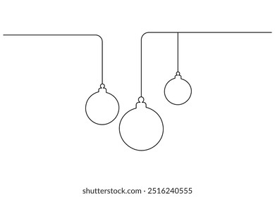 Bola de Navidad continua una línea de dibujo de Arte vectorial de contorno aislado icono