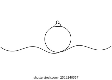 Christmas ball continuous one line drawing of isolated outline vector art icon