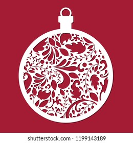 Christmas ball. Cut template. Template. Image suitable for laser cutting, plotter cutting or printing. 