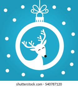 Christmas ball with cute reindeer illustration
