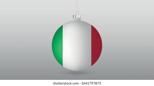 Christmas ball decorated with the flag of Italy. Editable file.