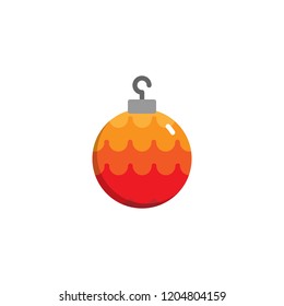 Christmas ball decorated flat icon, vector sign, colorful pictogram isolated on white. Baubles symbol, logo illustration. Flat style design