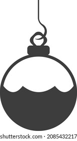 Una bola de Navidad para decorar un árbol de Navidad. Una bola negra plana con un bucle. Imagen vectorial aislada en un fondo blanco.