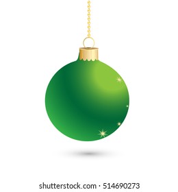 Christmas ball decoration background with stars. Happy New Year bauble traditional. Merry Xmas greeting card . Bright shiny decorative holiday design. Vector illustration