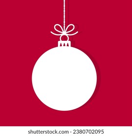 Decoración de bola de Navidad con fondo rojo. Ilustración vectorial.