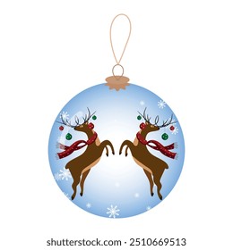 Christmas ball decoration reindeer vector illustration