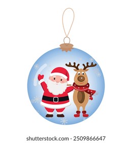 Christmas ball decoration Santa Claus and reindeer best friends
