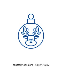 Christmas ball with a deer line icon concept. Christmas ball with a deer flat  vector symbol, sign, outline illustration.