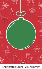 Christmas ball. Design of a greeting card - template. Vector illustration