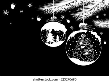 Christmas ball design on black background