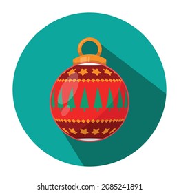 christmas ball design with red pine tree