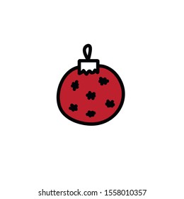 christmas ball doodle icon, vector illustration