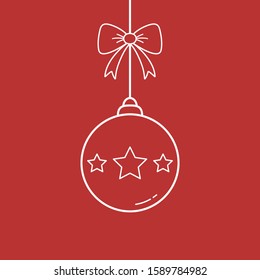 Christmas ball with festive stars. Simple Xmas decoration. Vector