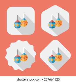 christmas ball flat icon with long shadow,eps10
