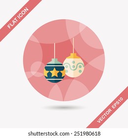 christmas ball flat icon with long shadow,eps10