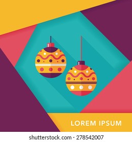 christmas ball flat icon with long shadow,eps10