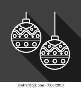 christmas ball flat icon with long shadow, line icon