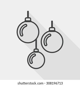 Christmas ball flat icon with long shadow, line icon