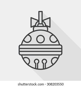 Christmas ball flat icon with long shadow, line icon