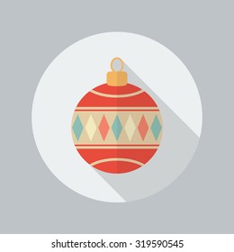 Christmas Ball Flat Icon With Long Shadow