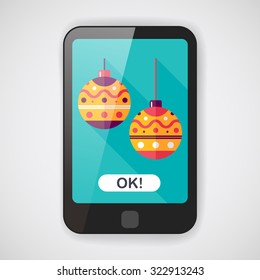 christmas ball flat icon with long shadow,eps10