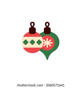 Christmas ball flat icon, vector sign, Xmas bauble colorful pictogram isolated on white. Symbol, logo illustration. Flat style design