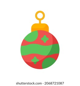 bola de Navidad. Icono de estilo plano para aplicaciones web y móviles. Ilustración vectorial en un fondo blanco. EPS 10
