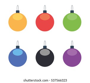 Christmas Ball Flat Vector Isolated On White Background Set